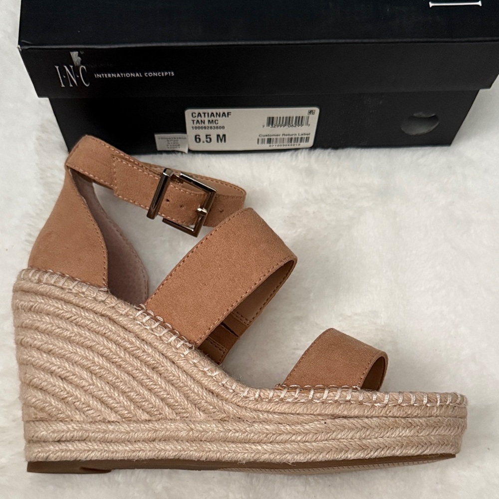 INC International Concepts Women's Brown Wedge Sandals